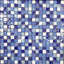 Mosaïque Cristal Petits Carreaux Bleu