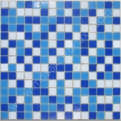 Mosaïque Pate de Verre Deux Bleu et Blanc